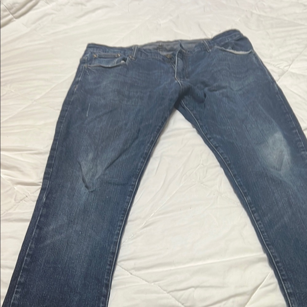Carbon Blue Straight Jeans with Natural Fading